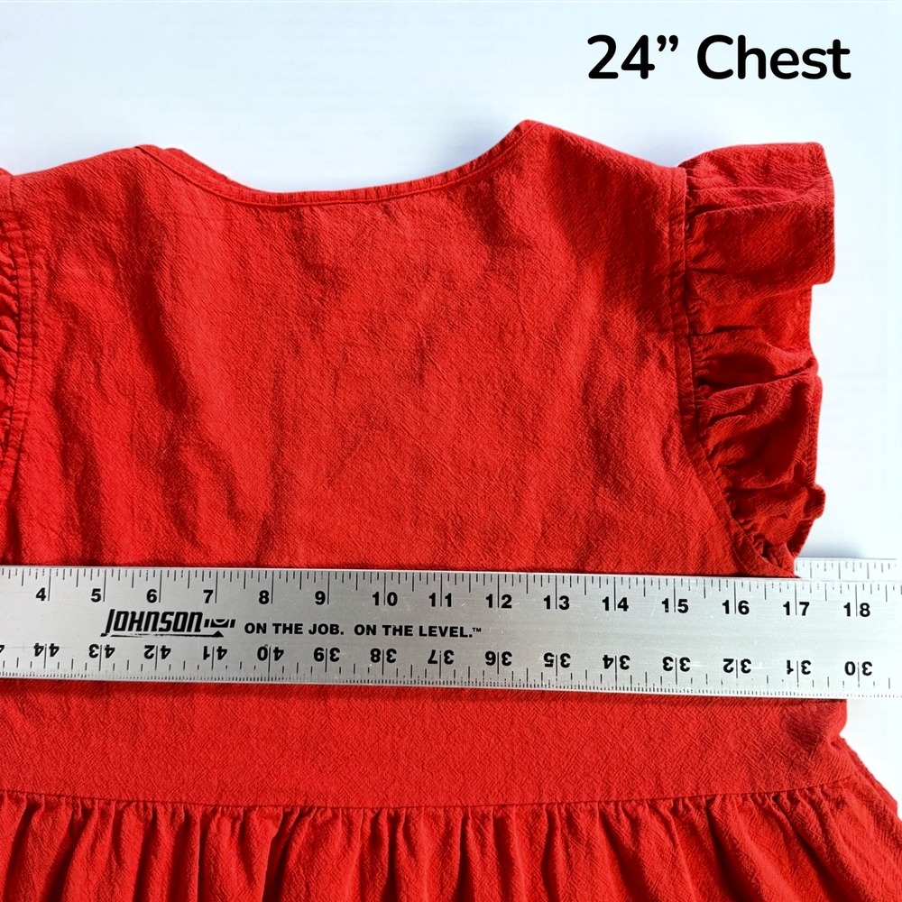 SHEIN‎ Red Ruffle Sleeve Peplum V Neck Top Women Size S - Picture 6 of 7